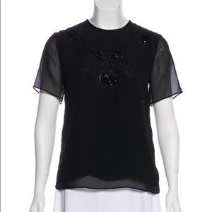 Erdem Black Chiffon Beaded Blouse